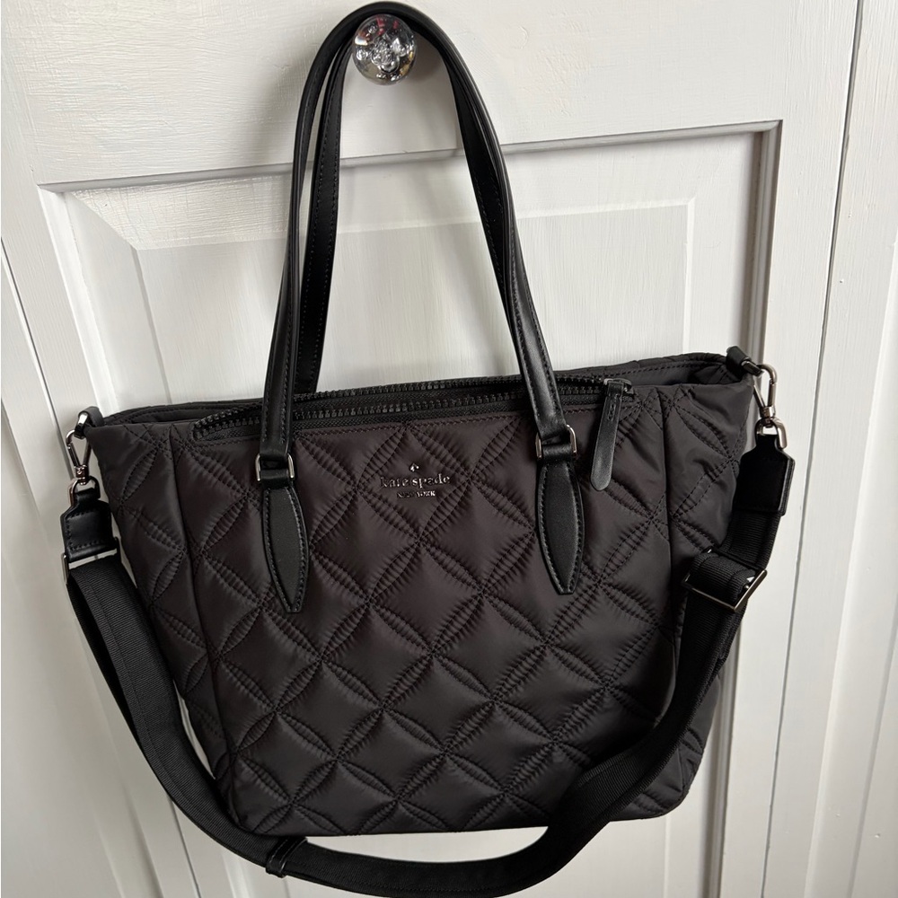 Kate Spade Black Nylon/Leather Trim Satchel/ Shoulder/Crossbody Bag